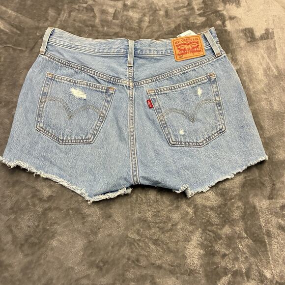 Levi's 501 Jean Shorts Womens Sz.29 Blue Daisy Duke Button Fly Distressed Denim - Picture 4 of 9